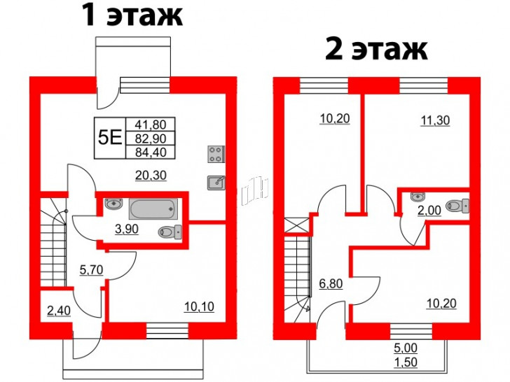 Четырёхкомнатная квартира 84.4 м²