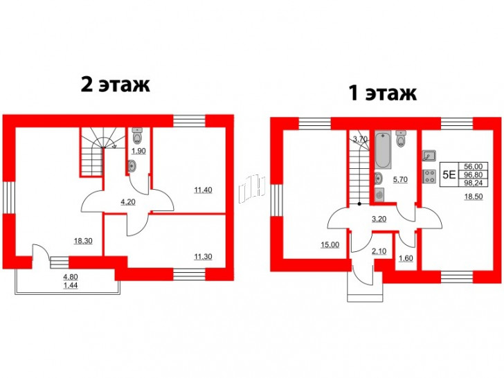 Четырёхкомнатная квартира 98.24 м²