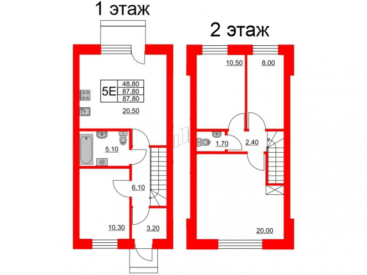 Четырёхкомнатная квартира 87.8 м²